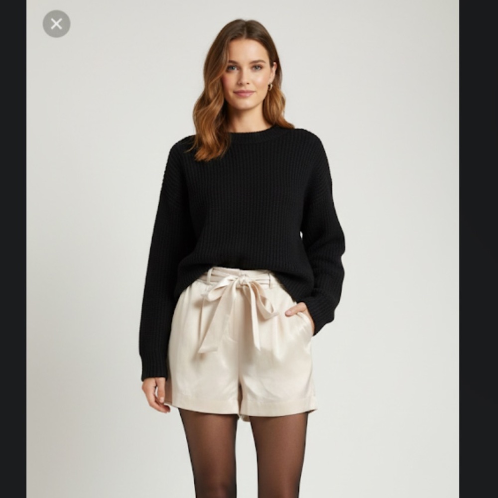 NWT REVOLVE satin shorts with tie; champagne/cream color
